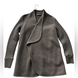 Vince 100% Wool Knit Sweater Brown Jacket Minimalist Luxury Size XS